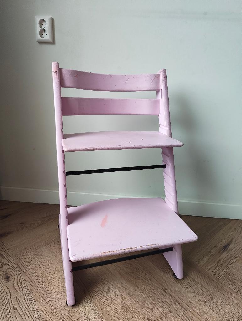 Stokke Tripp Trapp + toebehoren, roze, Ophalen, Gebruikt, Meegroeistoel