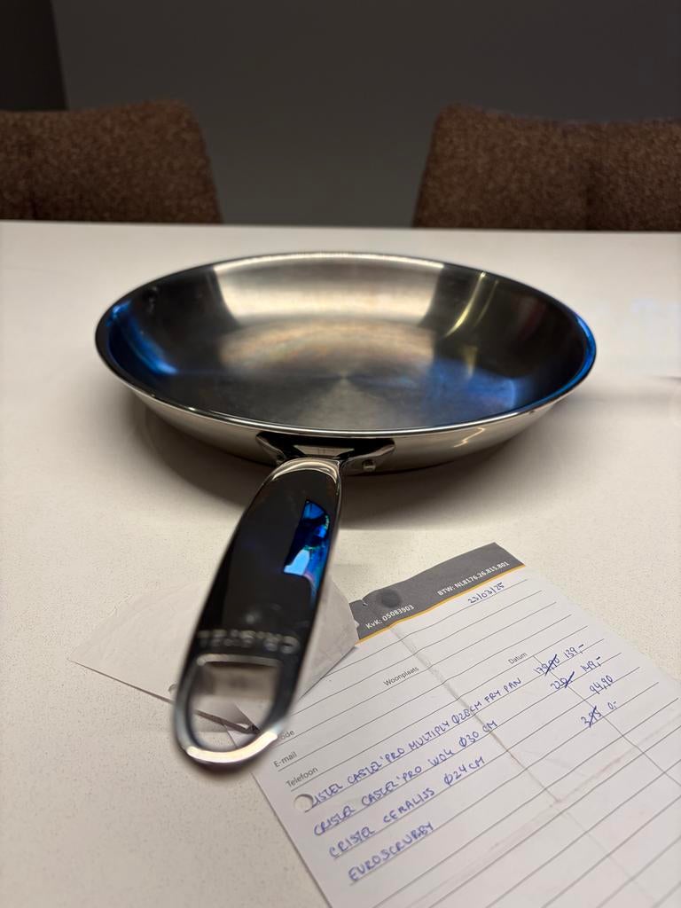 Cristel RVS pan 28 cm - Zo goed als nieuw, Ophalen of Verzenden, Zo goed als nieuw, Rvs, Koekenpan of Braadpan