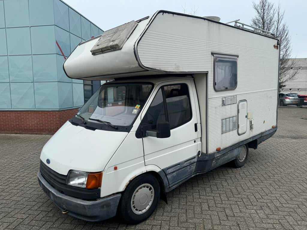 Ford transit 1990 2.0 BENZINE CAMPER LPG EXPORT OR PARTS, Auto's, Voorwielaandrijving, Stof, Wit, Handgeschakeld