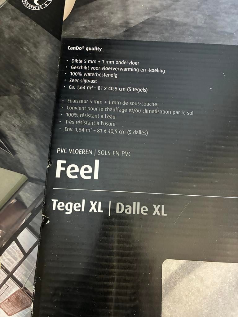 PVC XL tegel 2 verpakkingen, Ophalen, Overige typen, Nieuw, Minder dan 10 m²