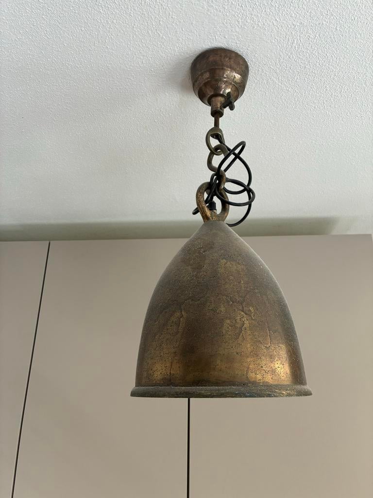 Hanglamp in bronskleur, Huis en Inrichting, Lampen | Hanglampen, Ophalen of Verzenden, Gebruikt, Metaal, Minder dan 50 cm