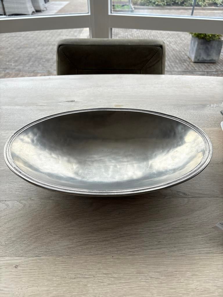 Ovale tinnen schaal - 95% tin, Antiek en Kunst, Ophalen of Verzenden