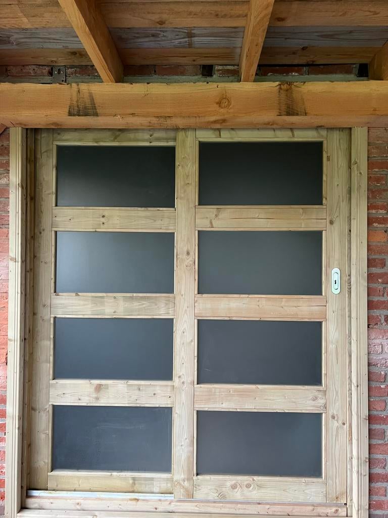 Schuifdeur geimpregneerd vuren, Tuin en Terras, Palen, Balken en Planken, Zo goed als nieuw, Planken, 250 cm of meer, Ophalen