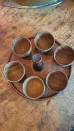 Eierdopjes set Deens design hout vintage jaren 60, Ophalen of Verzenden, Zo goed als nieuw, Minder dan 5 flessen, Minder dan 50 cm
