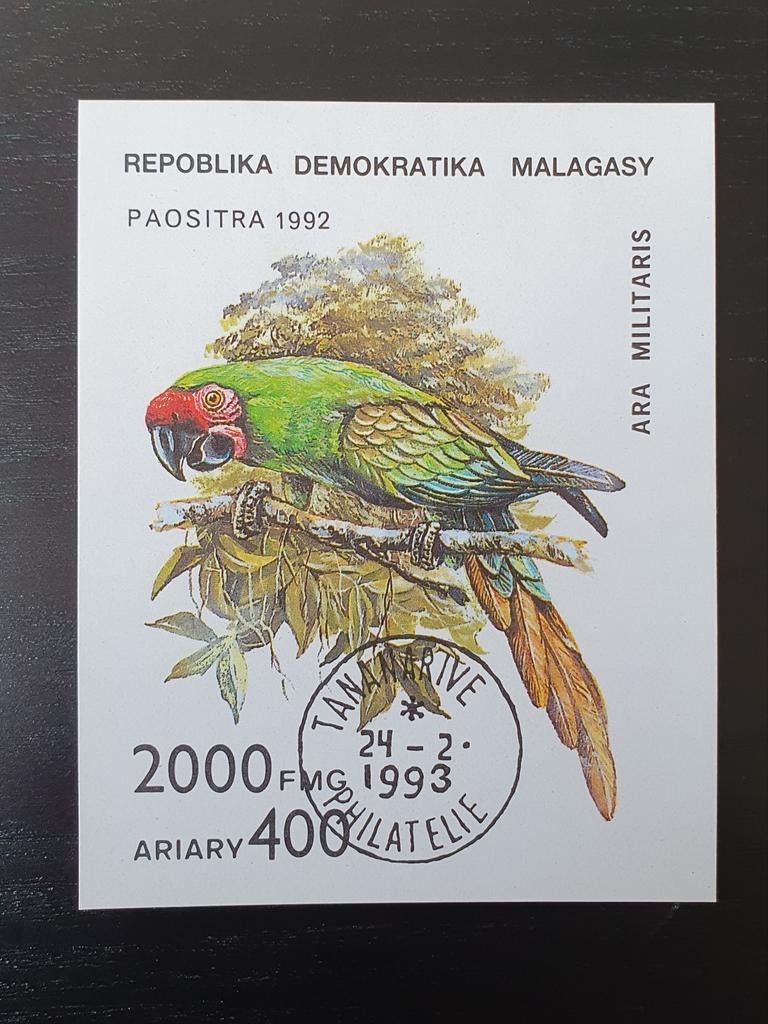 Madagaskar 1992 Vogels Papagaai Michel blok 209 gestempeld, Verzenden, Gestempeld, Dier of Natuur