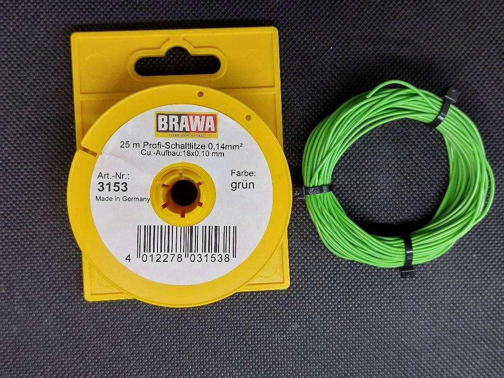 MTHO - Brawa 3153 - 10 meter draad, groen (14767), Overige merken, Nieuw, Ophalen of Verzenden, Transformator of Voeding