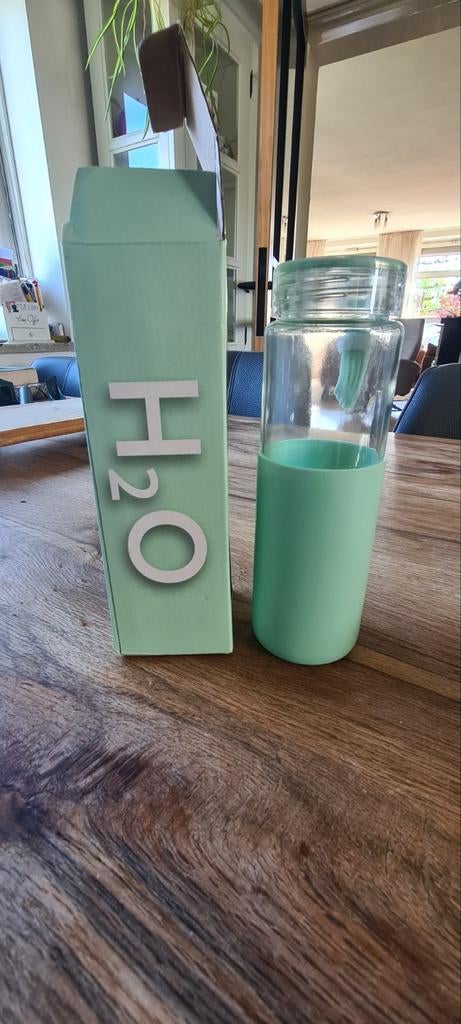 H2O Glazen Waterfles - Nieuw in Verpakking, Nieuw, Ophalen of Verzenden, Overige merken, Groen