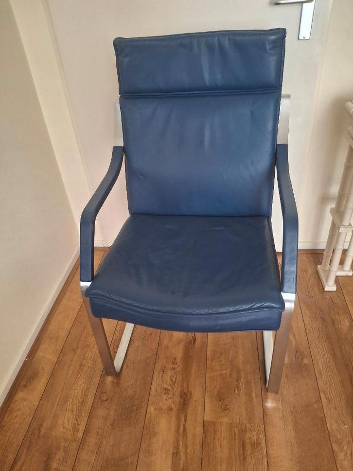 Vintage design stoel, Huis en Inrichting, Stoelen, Gebruikt, Eén, Blauw, Ophalen