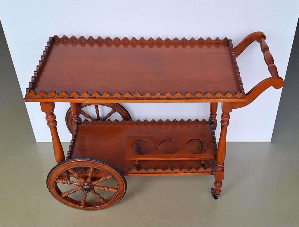 vintage houten serveerwagen barcard dranken-trolley tafel, Ophalen, Gebruikt