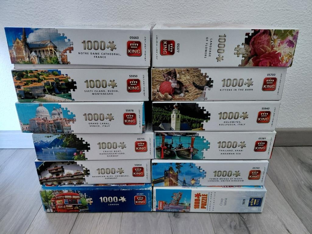 King puzzels 12 stuks, Ophalen, 500 t/m 1500 stukjes, Zo goed als nieuw