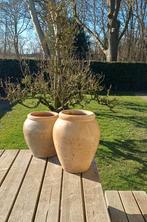 2 Toscaanse Geglazuurde Tuinvazen hoog 27 & 33 cm voor € 35, Ophalen
