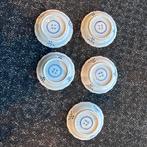 Set van 5 blauw-witte porseleinen schaaltjes, Ophalen of Verzenden
