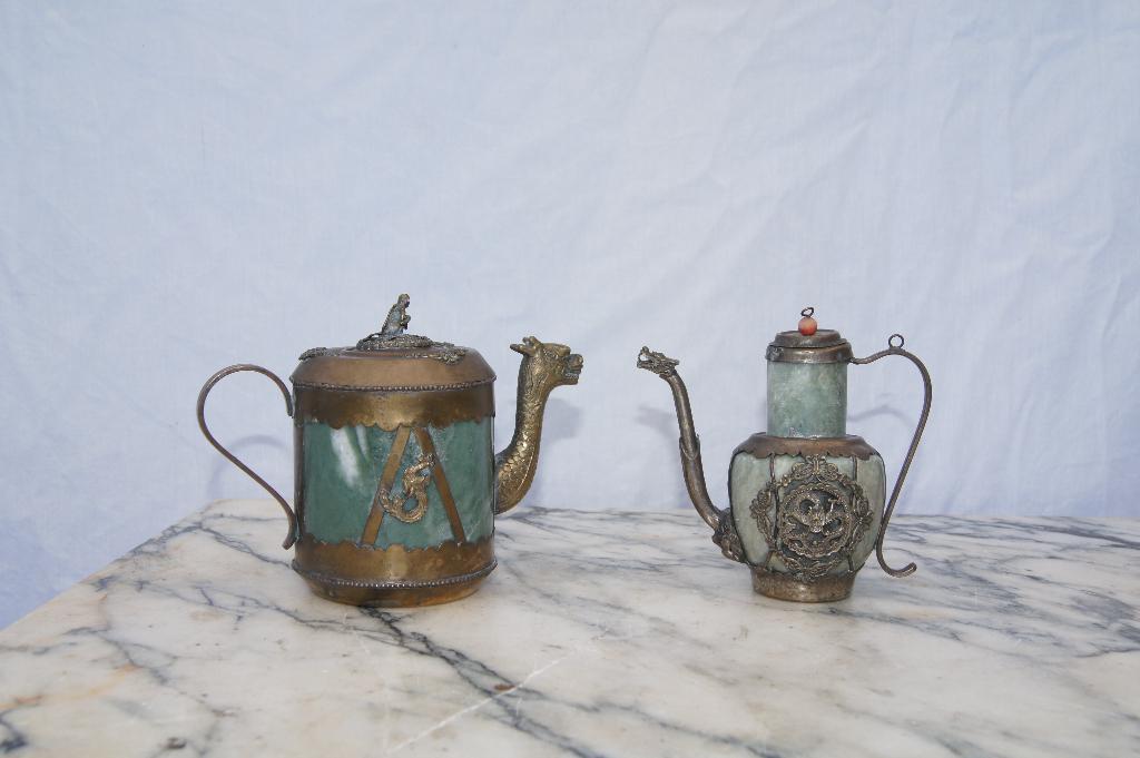 Chinese groene jade Theepotten, Antiek en Kunst, Kunst | Beelden en Houtsnijwerken, Ophalen of Verzenden, Azië