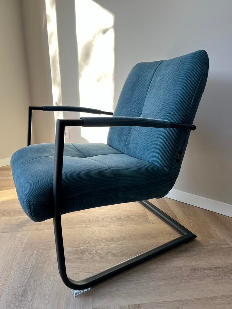 Fauteuil Henders & Hazel ribstof petrol, Huis en Inrichting, Fauteuils, Ophalen, 75 tot 100 cm, Zo goed als nieuw, Stof