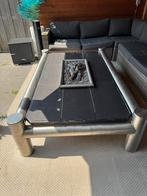 Tuintafel haard zwaar rvs ijzer, Ophalen of Verzenden, Rechthoekig, Rvs