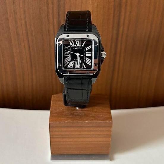 Cartier Santos 100, Sieraden, Tassen en Uiterlijk, Horloges | Heren, Ophalen, Leer, Overige merken