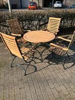 Charmante tuinset - 4 stoelen en tafel / Hartman - Mesch, Ophalen, Gebruikt, Tuinset, Teak Uneak