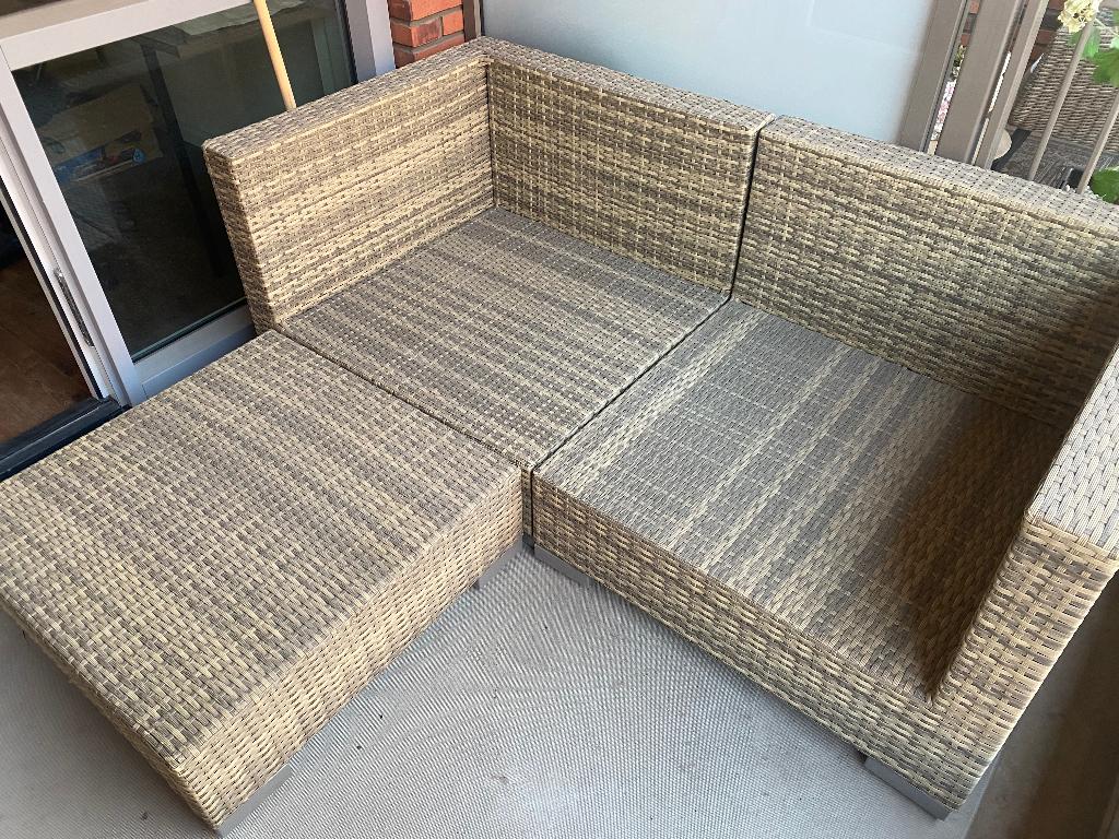 Driedelige loungeset zonder kussens, Tuin en Terras, Kunststof, Bank, Zo goed als nieuw, Loungeset