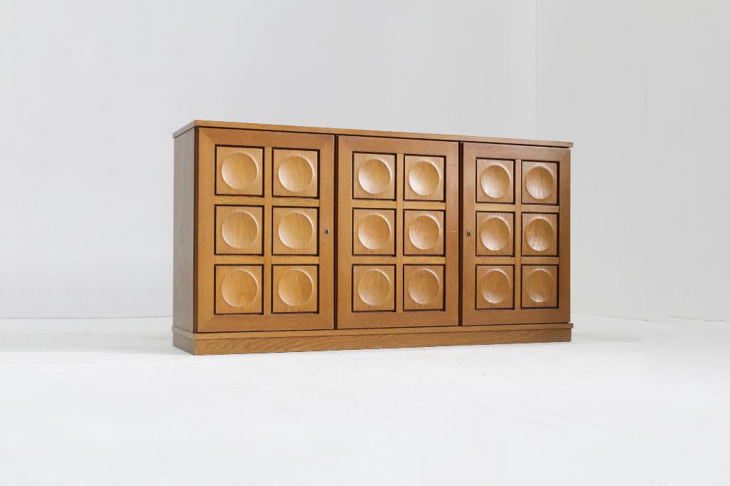 Vintage Brutalist Sideboard 1970s Gerhard Bartels, Met deur(en), 150 tot 200 cm, Eikenhout, Ophalen of Verzenden