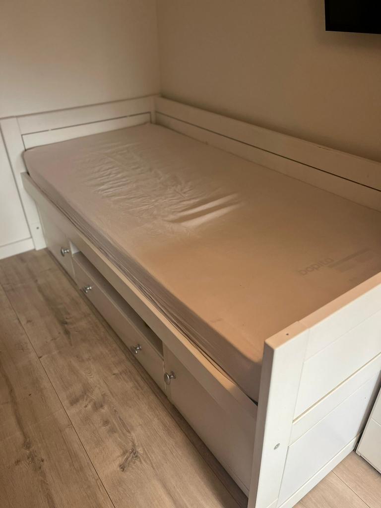 Eenpersoons bed Lifetime, 90 cm, Eenpersoons, Wit, Ophalen of Verzenden