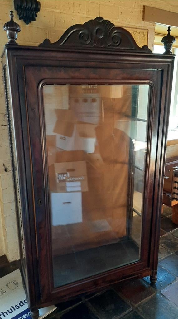 Antieke Vitrinekast met Kuif - 175x91x40 cm, Huis en Inrichting, Kasten | Vitrinekasten, Ophalen, 25 tot 50 cm, 50 tot 100 cm