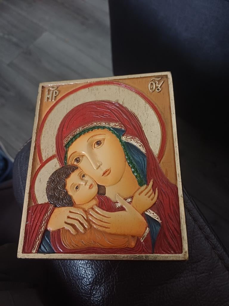 Orginele  Griekse orthodoxe  icoon moeder en kind met certif, Verzamelen, Religie, Nieuw, Beeld(je), Ophalen of Verzenden