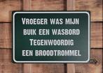 Vroger was mijn buik een wasbord reclamebord van metaal, Info@deconoord.nl, Deco Noord, Nieuw, Ophalen of Verzenden