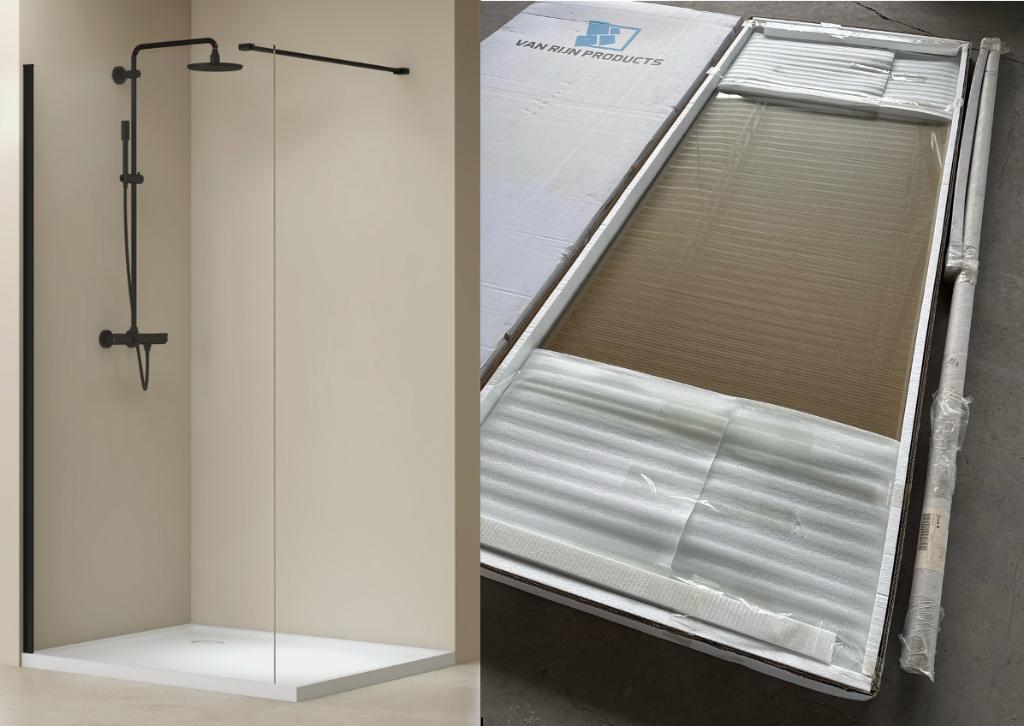 Van Rijn Products douchewand ST0180LG zwart* 78x200cm*Nieuw, Doe-het-zelf en Verbouw, Sanitair, Ophalen, Nieuw, Glas, Douche
