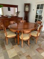 Elegante kersenhouten eethoek met 6 stoelen, Ophalen, Gebruikt, 4 tot 6 stoelen