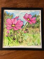 Bloemen Aquarel in lijst, Ophalen of Verzenden