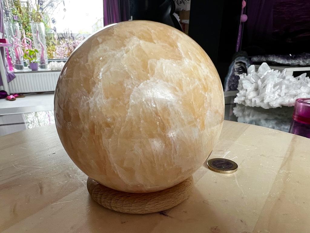 Citroen kwarts bol (17) 1415 gram, diameter 10 cm, Ophalen of Verzenden, Mineraal