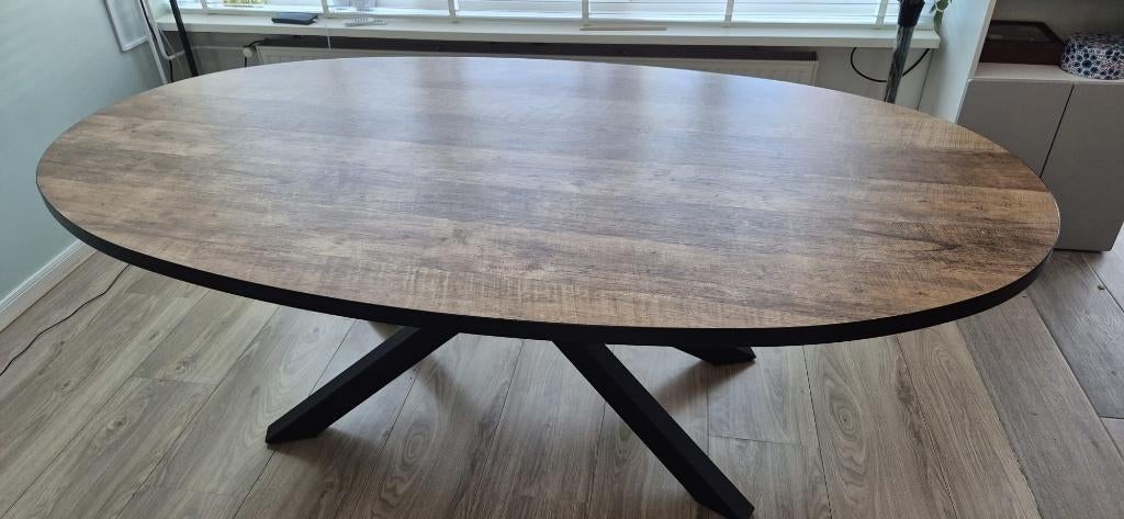 Ovale eettafel, Huis en Inrichting, Ophalen, Overige houtsoorten, 100 tot 150 cm, 200 cm of meer