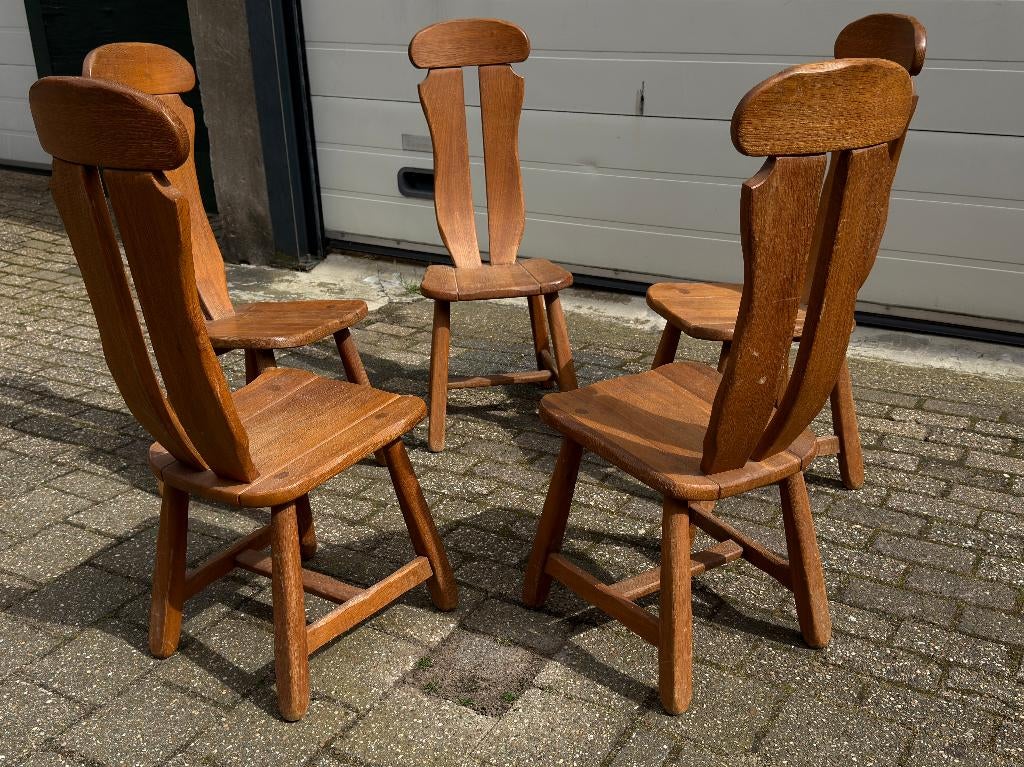 Brutalist Depuydt eetkamerstoelen Vintage Jaren 70 Design, Huis en Inrichting, Stoelen, Ophalen, Gebruikt, Bruin, Cassina De Sede Ligne Roset Togo Wegner Moller Retro Belgisch