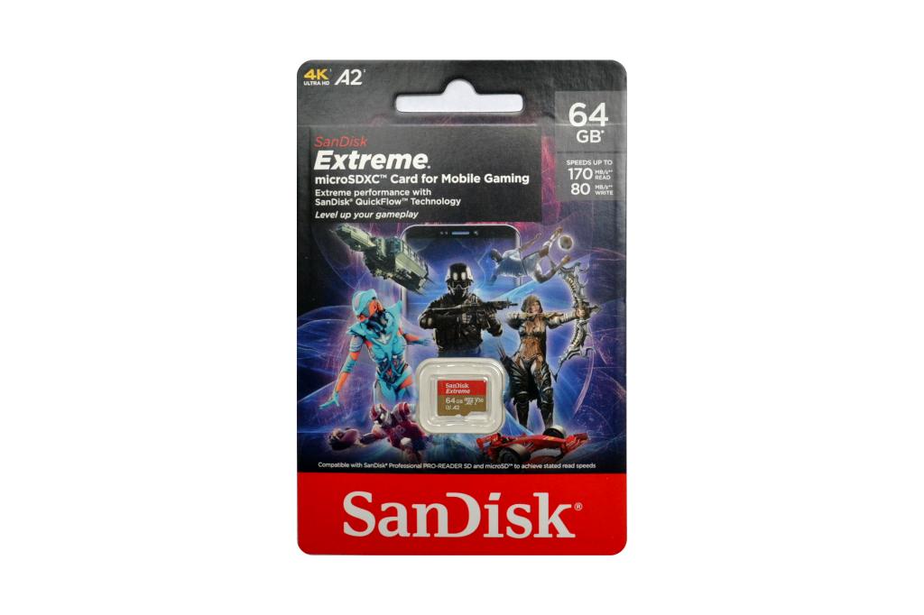 Sandisk Extreme 64GB microSDXC geheugenkaart, Audio, Tv en Foto, Fotografie | Geheugenkaarten, Nieuw, MicroSDXC, 64 GB, Overige