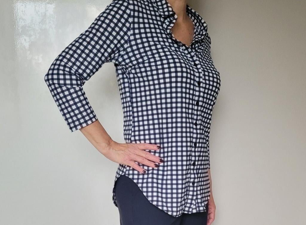Studio Anneloes blouse M Donkerblauw/wit Travelstof, Maat 38/40 (M), Studio Anneloes, Blauw, Ophalen of Verzenden