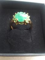 14 karaat gouden ring met smaragd en spinel 585, Verzenden, 19 tot 20, Zo goed als nieuw, Dame
