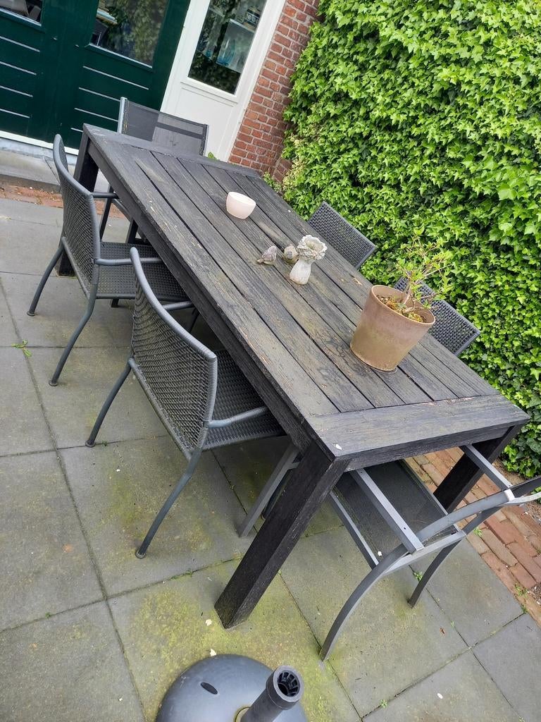 Zwarte houten tuintafel - Gebruikt, Ophalen, Gebruikt, Rechthoekig, Hout