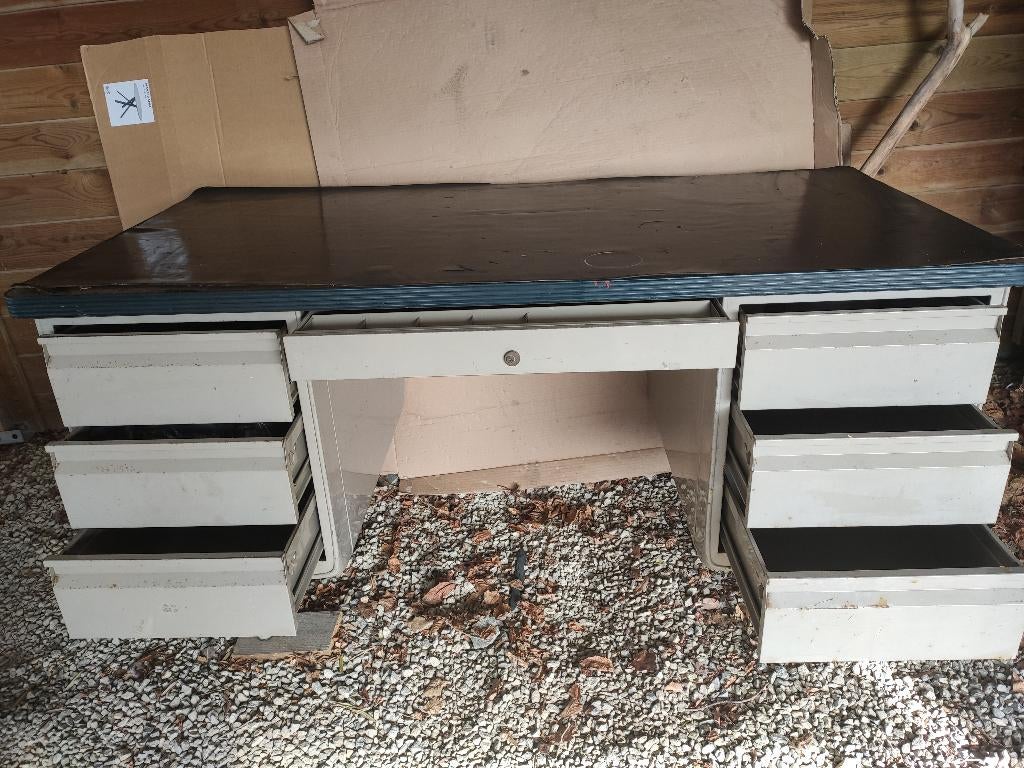 metalen bureau - retro, Huis en Inrichting, Bureaus, Ophalen, Gebruikt, Bureau