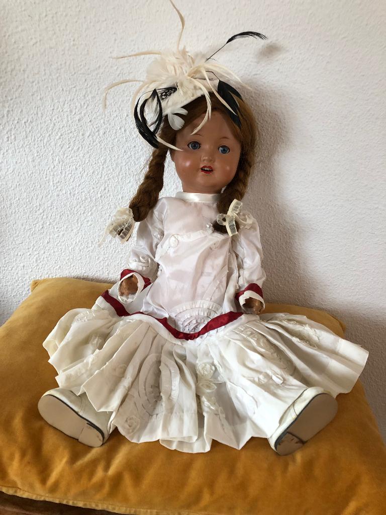 Oude antieke Pop papier machee Sonneberg, Ophalen, Zo goed als nieuw, Pop