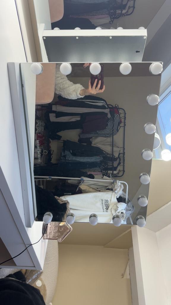 Hollywood spiegel met LED-verlichting en USB-poort, Ophalen of Verzenden, Zo goed als nieuw, Minder dan 100 cm, Rechthoekig