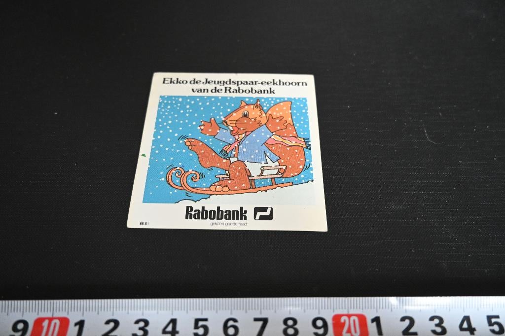 sticker Ekko de jeugdspaar eekhoorn van de Rabobank, Verzamelen, Stickers, Zo goed als nieuw, Ophalen