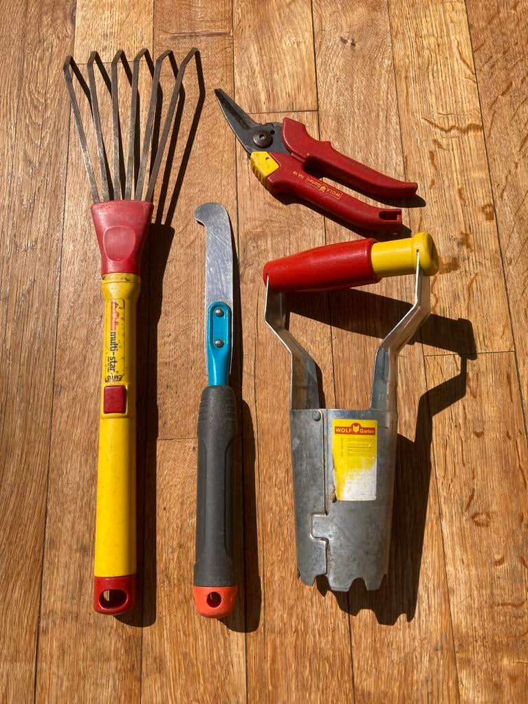Diverse tuingereedschap set - Wolf Garten en meer, Ophalen of Verzenden, Gebruikt, Hark