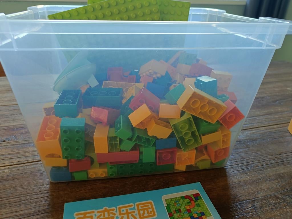 Knikkerbaan set met Duplo-compatibele bouwstenen, Kinderen en Baby's, Speelgoed | Bouwstenen, Gebruikt, Overige merken, Ophalen of Verzenden