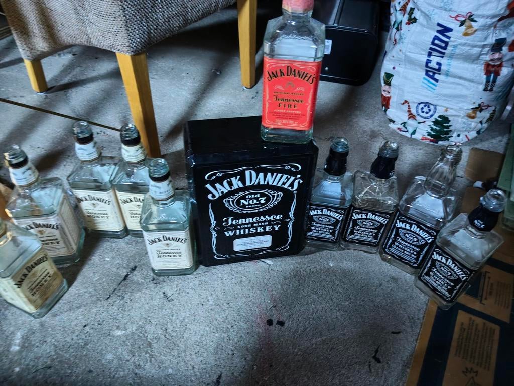 Jack Daniel's flessen en blik - decoratie/verzameling, Verzamelen, Ophalen of Verzenden, Gebruikt