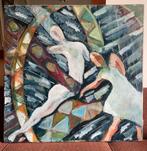 Bauhaus-stijl schilderij van acrobaten / dansers, Ophalen