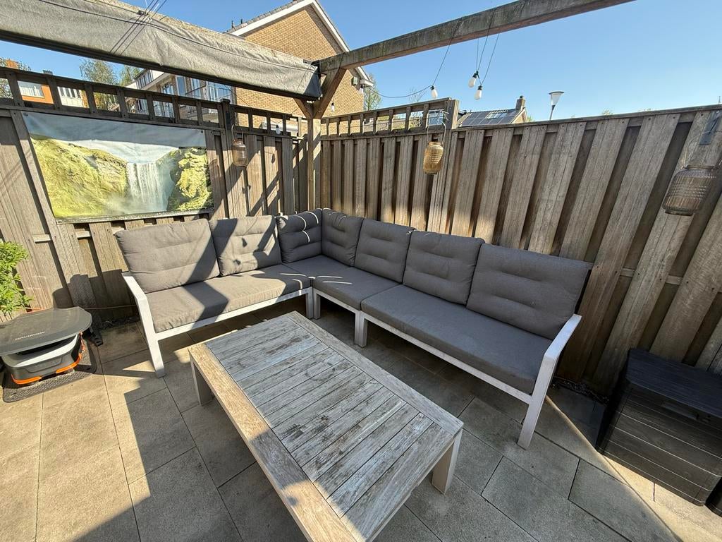 Aluminium loungeset 280x215 met tafel, Tuin en Terras, Tuinsets en Loungesets, Ophalen, Gebruikt, Meer dan 8 zitplaatsen, Aluminium