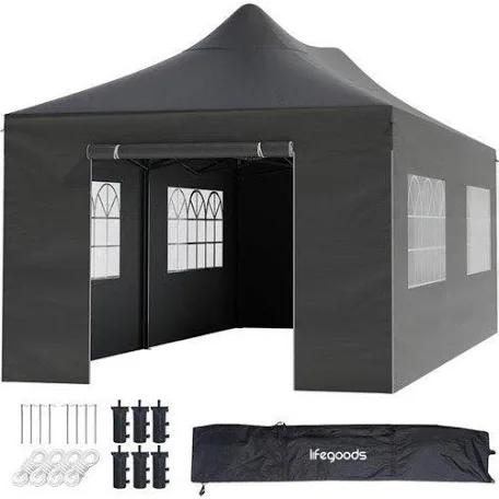 LifeGoods Partytent Paviljoen 3x4.5m Donkergrijs Nieuw, Tuin en Terras, Partytenten, Ophalen, Opvouwbaar, Partytent, Nieuw