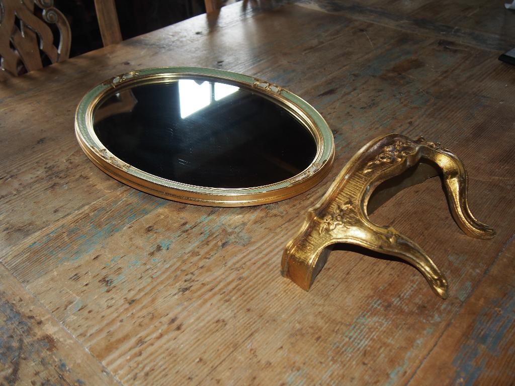 Kleine ovale Spiegel met Wandconsole, Ophalen, Overige vormen, 50 tot 100 cm, Minder dan 100 cm