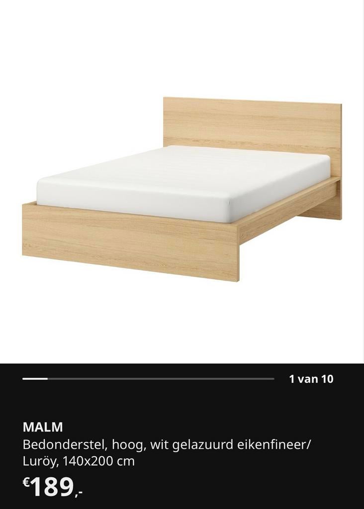 IKEA MALM bed 140x200 cm, gekocht in 2023, evt incl. matras, Huis en Inrichting, Slaapkamer | Bedden, Ophalen, Overige kleuren