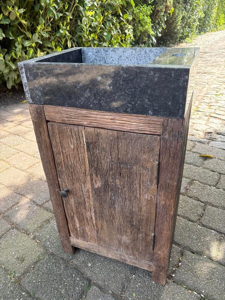 Toilet - badmeubel Old Wood met hardstenen bak, Ophalen, Zo goed als nieuw, Nvt, Nvt